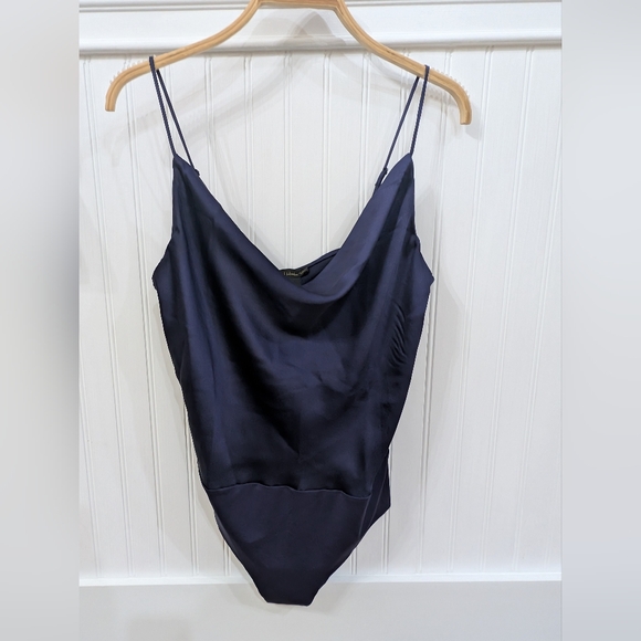 NWT House of Harlow 1960 Midnight Blue Satin Bodysuit - Picture 8 of 8